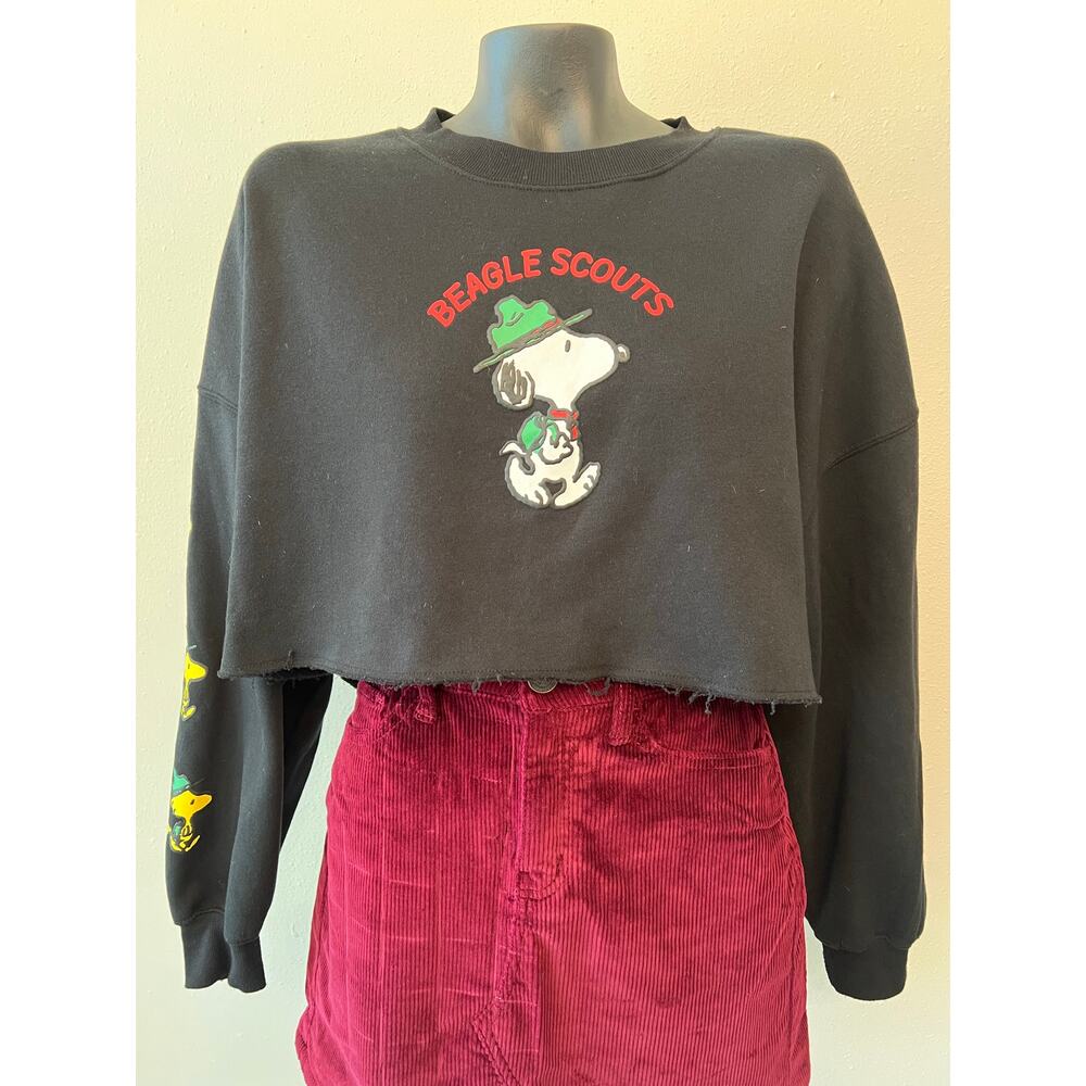 Aeropostale Peanuts Womens L Cropped Sweatshirt Beagle Scouts Snoopy Twee Spring